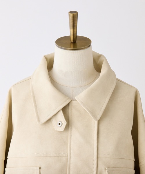 one after another NICE CLAUP（ワンアフターアナザーナイスクラップ）の「フェイクレザーショートジャケット（ライダースジャケット・レディース・ブラウン/アイボリー/ブラック・FREE）」の15枚目の写真