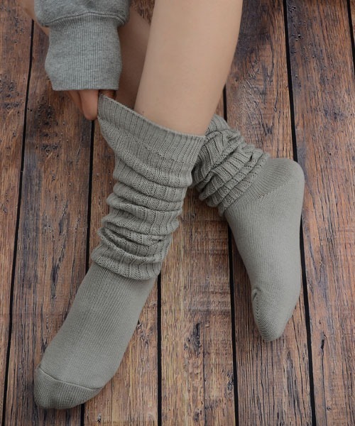 float】リブ編み ルーズソックス風/ニーハイソックス【2way