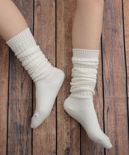 セール】【float】リブ編み ルーズソックス風/ニーハイソックス【2way