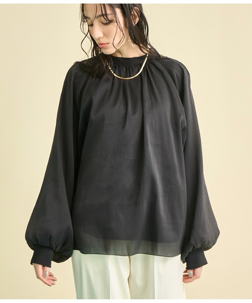 Settimissimo（セッティミッシモ）の「マット シアー レイヤード ボリュームスリーブ ブラウス（シャツ/ブラウス・レディース・オフホワイト/ブラック・FREE）」の2枚目の写真