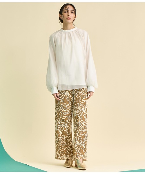 Settimissimo（セッティミッシモ）の「マット シアー レイヤード ボリュームスリーブ ブラウス（シャツ/ブラウス・レディース・オフホワイト/ブラック・FREE）」の9枚目の写真