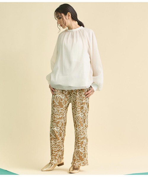 Settimissimo（セッティミッシモ）の「マット シアー レイヤード ボリュームスリーブ ブラウス（シャツ/ブラウス・レディース・オフホワイト/ブラック・FREE）」の10枚目の写真