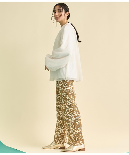 Settimissimo（セッティミッシモ）の「マット シアー レイヤード ボリュームスリーブ ブラウス（シャツ/ブラウス・レディース・オフホワイト/ブラック・FREE）」の11枚目の写真