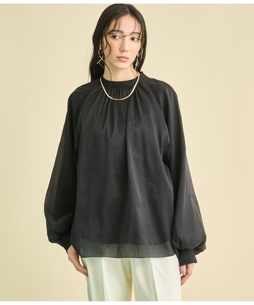 Settimissimo（セッティミッシモ）の「マット シアー レイヤード ボリュームスリーブ ブラウス（シャツ/ブラウス・レディース・オフホワイト/ブラック・FREE）」の13枚目の写真