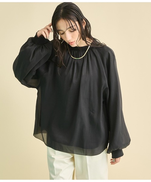 Settimissimo（セッティミッシモ）の「マット シアー レイヤード ボリュームスリーブ ブラウス（シャツ/ブラウス・レディース・オフホワイト/ブラック・FREE）」の14枚目の写真