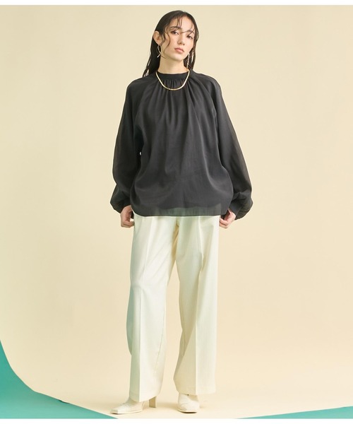 Settimissimo（セッティミッシモ）の「マット シアー レイヤード ボリュームスリーブ ブラウス（シャツ/ブラウス・レディース・オフホワイト/ブラック・FREE）」の18枚目の写真