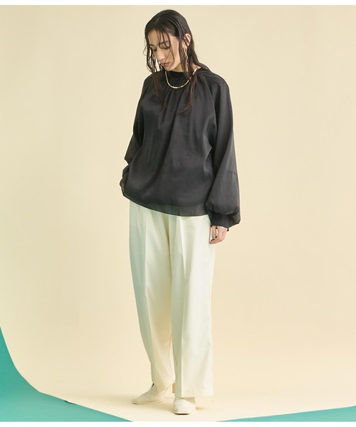 Settimissimo（セッティミッシモ）の「マット シアー レイヤード ボリュームスリーブ ブラウス（シャツ/ブラウス・レディース・オフホワイト/ブラック・FREE）」の19枚目の写真