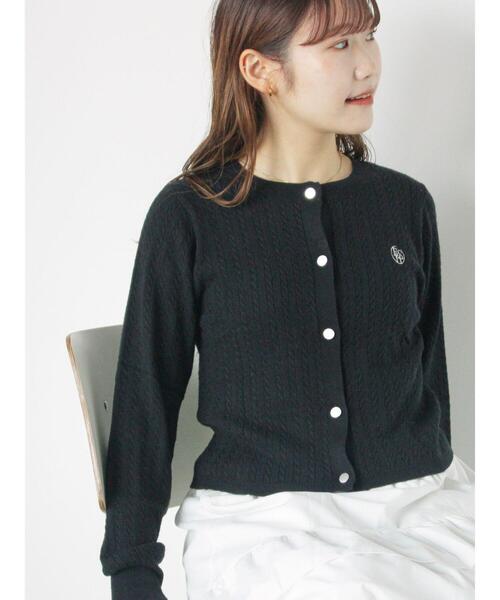 ehka sopo（エヘカソポ）の「細ケーブル刺繍カーディガン（カーディガン/ボレロ・レディース・サックスブルー/ブラック/キナリ/ラベンダー・F）」の3枚目の写真