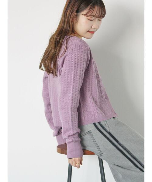 ehka sopo（エヘカソポ）の「細ケーブル刺繍カーディガン（カーディガン/ボレロ・レディース・サックスブルー/ブラック/キナリ/ラベンダー・F）」の6枚目の写真