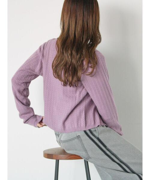 ehka sopo（エヘカソポ）の「細ケーブル刺繍カーディガン（カーディガン/ボレロ・レディース・サックスブルー/ブラック/キナリ/ラベンダー・F）」の7枚目の写真