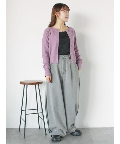 ehka sopo（エヘカソポ）の「細ケーブル刺繍カーディガン（カーディガン/ボレロ・レディース・サックスブルー/ブラック/キナリ/ラベンダー・F）」の9枚目の写真