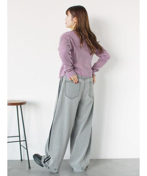 ehka sopo（エヘカソポ）の「細ケーブル刺繍カーディガン（カーディガン/ボレロ・レディース・サックスブルー/ブラック/キナリ/ラベンダー・F）」の11枚目の写真