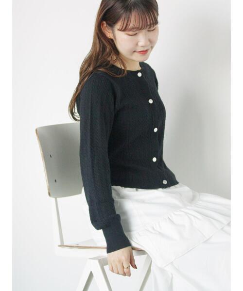 ehka sopo（エヘカソポ）の「細ケーブル刺繍カーディガン（カーディガン/ボレロ・レディース・サックスブルー/ブラック/キナリ/ラベンダー・F）」の20枚目の写真