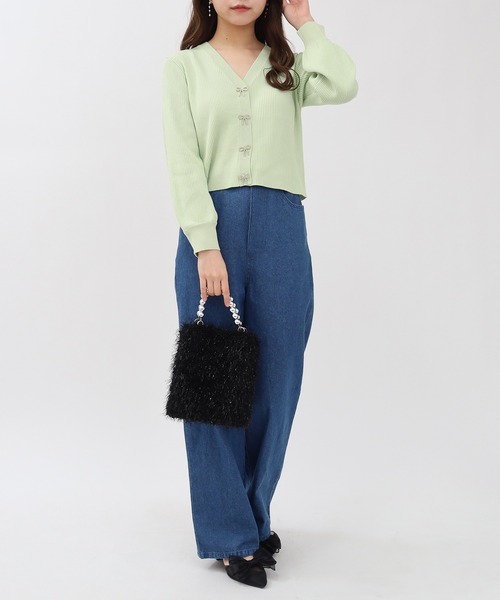 ASTORIA ODIER（アストリアオディール）の「ビジューリボンリブカーディガン（カーディガン/ボレロ・レディース・ホワイト/ネイビー/ミント/ラベンダー・SMALL/MEDIUM）」の18枚目の写真