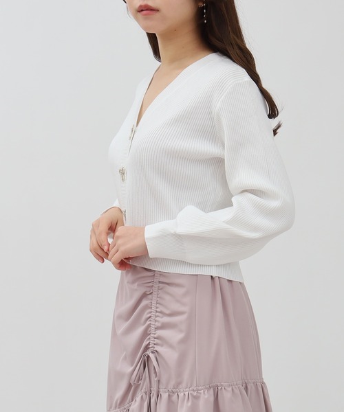 ASTORIA ODIER（アストリアオディール）の「ビジューリボンリブカーディガン（カーディガン/ボレロ・レディース・ホワイト/ネイビー/ミント/ラベンダー・SMALL/MEDIUM）」の20枚目の写真