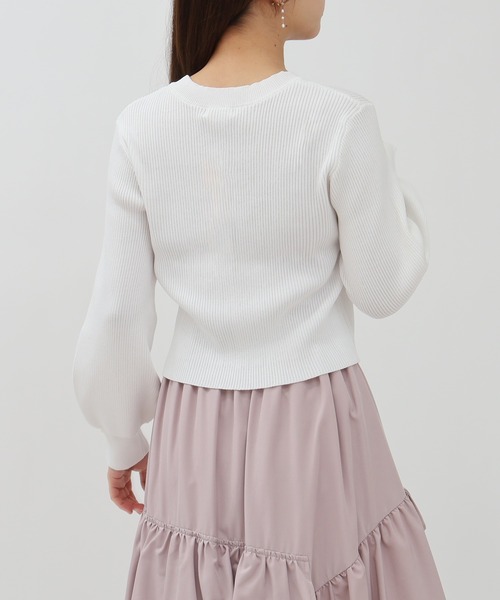 ASTORIA ODIER（アストリアオディール）の「ビジューリボンリブカーディガン（カーディガン/ボレロ・レディース・ホワイト/ネイビー/ミント/ラベンダー・SMALL/MEDIUM）」の21枚目の写真