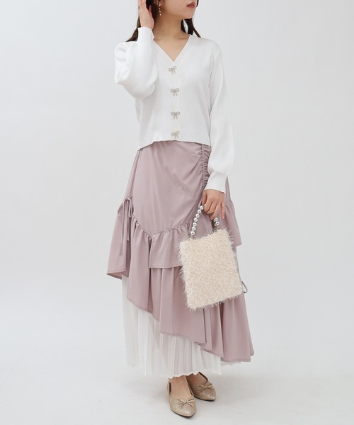 ASTORIA ODIER（アストリアオディール）の「ビジューリボンリブカーディガン（カーディガン/ボレロ・レディース・ホワイト/ネイビー/ミント/ラベンダー・SMALL/MEDIUM）」の22枚目の写真