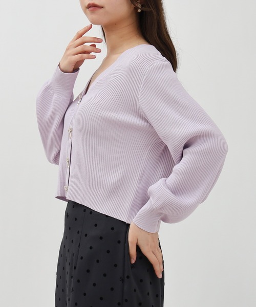 ASTORIA ODIER（アストリアオディール）の「ビジューリボンリブカーディガン（カーディガン/ボレロ・レディース・ホワイト/ネイビー/ミント/ラベンダー・SMALL/MEDIUM）」の12枚目の写真