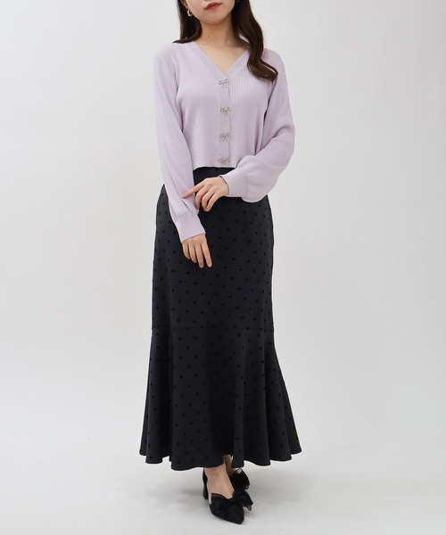 ASTORIA ODIER（アストリアオディール）の「ビジューリボンリブカーディガン（カーディガン/ボレロ・レディース・ホワイト/ネイビー/ミント/ラベンダー・SMALL/MEDIUM）」の14枚目の写真