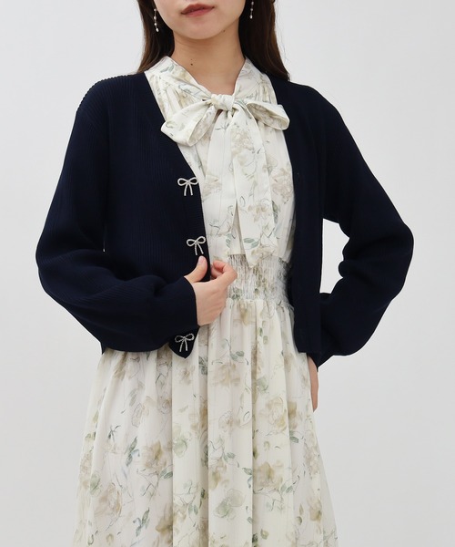 ASTORIA ODIER（アストリアオディール）の「ビジューリボンリブカーディガン（カーディガン/ボレロ・レディース・ホワイト/ネイビー/ミント/ラベンダー・SMALL/MEDIUM）」の15枚目の写真