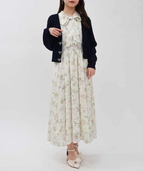 ASTORIA ODIER（アストリアオディール）の「ビジューリボンリブカーディガン（カーディガン/ボレロ・レディース・ホワイト/ネイビー/ミント/ラベンダー・SMALL/MEDIUM）」の6枚目の写真