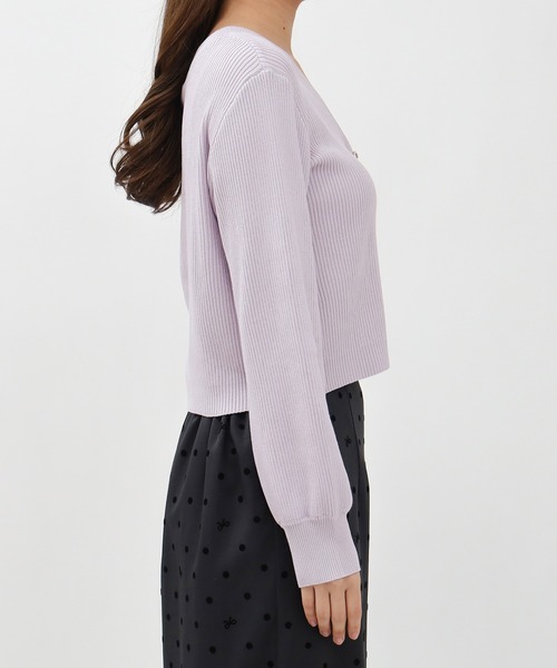 ASTORIA ODIER（アストリアオディール）の「ビジューリボンリブカーディガン（カーディガン/ボレロ・レディース・ホワイト/ネイビー/ミント/ラベンダー・SMALL/MEDIUM）」の8枚目の写真