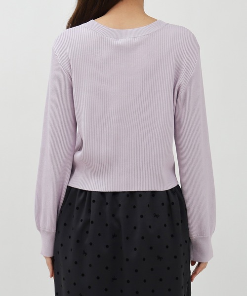 ASTORIA ODIER（アストリアオディール）の「ビジューリボンリブカーディガン（カーディガン/ボレロ・レディース・ホワイト/ネイビー/ミント/ラベンダー・SMALL/MEDIUM）」の9枚目の写真