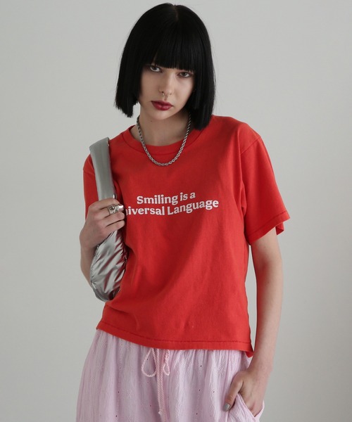 ROSE BUD(ローズバッド)の「LOGO T-SHIRT(Tシャツ/カットソー・レディース・レッド/ブルー/ネイビー・ONE SIZE)」の3枚目の写真