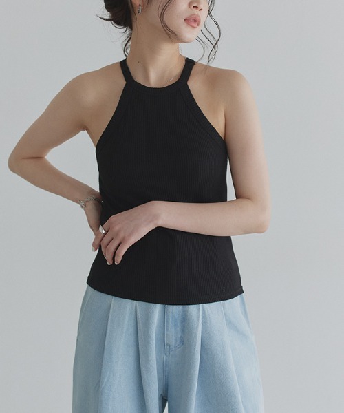 BELPER ブラック タンクトップ 新品タグ付き ピケ タンクトップブラ カップ付き ブラック