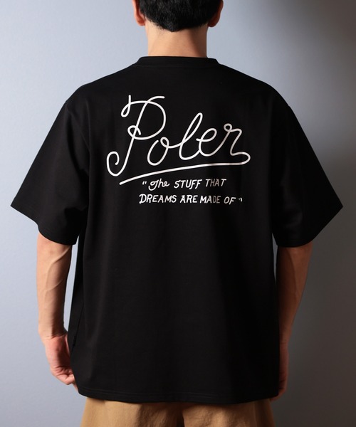 POLeR（ポーラー）の「【ムラサキスポーツ限定】POLER/ポーラー 半袖Tシャツ ビッグシルエット 吸湿速乾 259MCV0014（Tシャツ/カットソー・メンズ・ブラック/ホワイト/ネイビー・M/L/XL）」の2枚目の写真