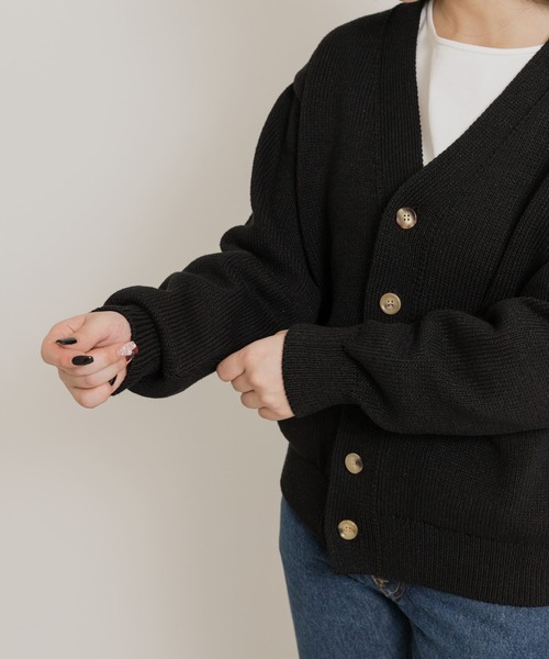 THE GOODLAND MARKET(ザグッドランドマーケット)の「米富繊維 WASHI COTTON KNIT CARDIGAN(カーディガン/ボレロ・レディース・ブラック/ライトピンク/アイボリー・1/3)」の6枚目の写真