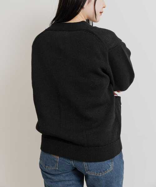 THE GOODLAND MARKET(ザグッドランドマーケット)の「米富繊維 WASHI COTTON KNIT CARDIGAN(カーディガン/ボレロ・レディース・ブラック/ライトピンク/アイボリー・1/3)」の8枚目の写真