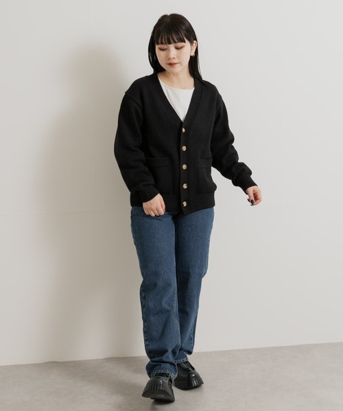 THE GOODLAND MARKET(ザグッドランドマーケット)の「米富繊維 WASHI COTTON KNIT CARDIGAN(カーディガン/ボレロ・レディース・ブラック/ライトピンク/アイボリー・1/3)」の9枚目の写真