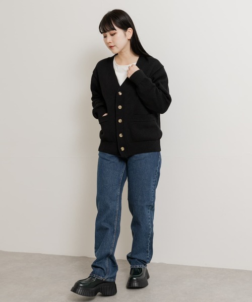 THE GOODLAND MARKET(ザグッドランドマーケット)の「米富繊維 WASHI COTTON KNIT CARDIGAN(カーディガン/ボレロ・レディース・ブラック/ライトピンク/アイボリー・1/3)」の10枚目の写真