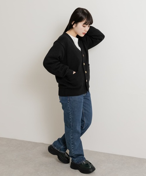 THE GOODLAND MARKET(ザグッドランドマーケット)の「米富繊維 WASHI COTTON KNIT CARDIGAN(カーディガン/ボレロ・レディース・ブラック/ライトピンク/アイボリー・1/3)」の11枚目の写真