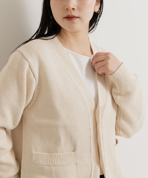 THE GOODLAND MARKET(ザグッドランドマーケット)の「米富繊維 WASHI COTTON KNIT CARDIGAN(カーディガン/ボレロ・レディース・ブラック/ライトピンク/アイボリー・1/3)」の13枚目の写真