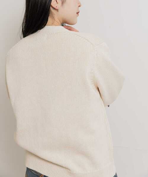 THE GOODLAND MARKET(ザグッドランドマーケット)の「米富繊維 WASHI COTTON KNIT CARDIGAN(カーディガン/ボレロ・レディース・ブラック/ライトピンク/アイボリー・1/3)」の15枚目の写真
