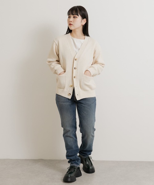 THE GOODLAND MARKET(ザグッドランドマーケット)の「米富繊維 WASHI COTTON KNIT CARDIGAN(カーディガン/ボレロ・レディース・ブラック/ライトピンク/アイボリー・1/3)」の16枚目の写真