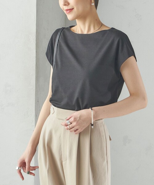 〈手洗い可能〉SORONA(R) ボートネック TEE 手洗い可能〉SORONA(R) ボートネック TEE（Tシャツ/カットソー