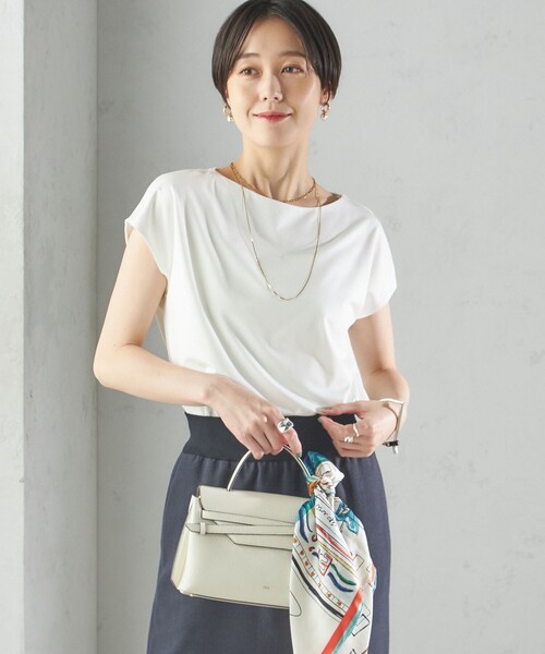【シップス　ウィメン】〈手洗い可能〉SORONA(R) ボートネック TEE 手洗い可能〉SORONA(R) ボートネック TEE（Tシャツ/カットソー