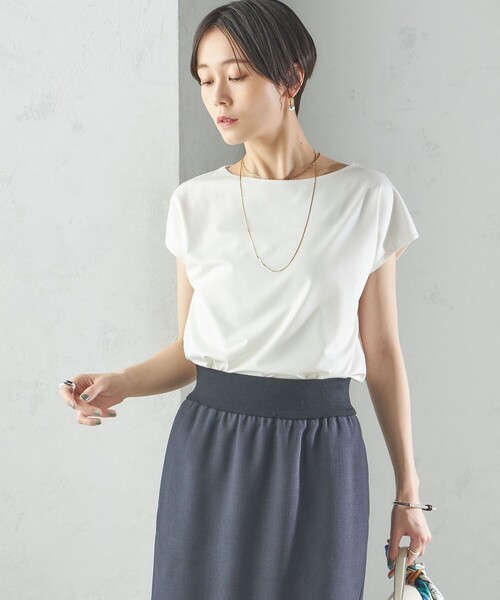 〈手洗い可能〉SORONA(R) ボートネック TEE 手洗い可能〉SORONA(R) ボートネック TEE（Tシャツ/カットソー