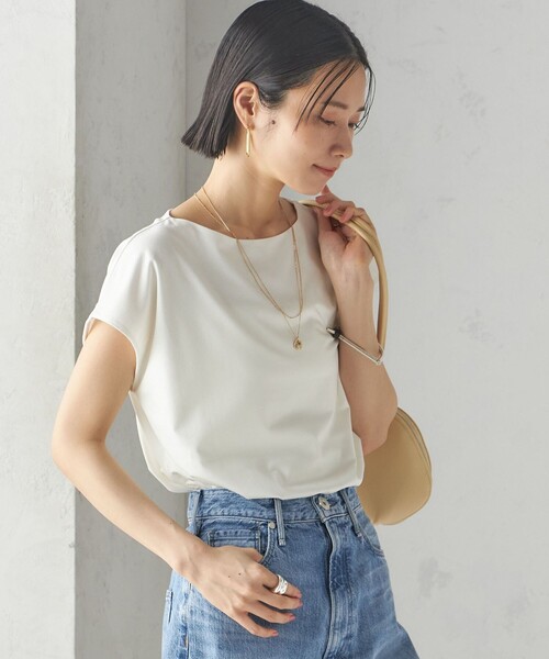 SHIPS(シップス)の「〈手洗い可能〉SORONA(R) ボートネック TEE(Tシャツ/カットソー・レディース・ブラック/ライトグレー/オフホワイト・ONE SIZE)」の22枚目の写真