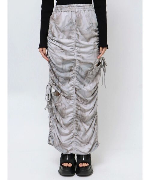 EMODA（エモダ）の「ギャザーストリングマキシスカート（スカート・レディース・ブラック/グレー/その他・FREE）」の4枚目の写真