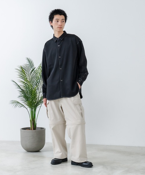 JEANS MATE(ジーンズメイト)の「【NEOSARTIC】【ハーフパンツとしても着用できる2WAY仕様】コンバーチブルワイドカーゴパンツ ギミックパンツ ストリート スケーター ユニセックス(カーゴパンツ・メンズ・ブラック/オフホワイト/カーキ・MEDIUM/LARGE/X-LARGE)」の6枚目の写真