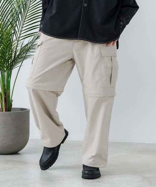 JEANS MATE(ジーンズメイト)の「【NEOSARTIC】【ハーフパンツとしても着用できる2WAY仕様】コンバーチブルワイドカーゴパンツ ギミックパンツ ストリート スケーター ユニセックス(カーゴパンツ・メンズ・ブラック/オフホワイト/カーキ・MEDIUM/LARGE/X-LARGE)」の9枚目の写真