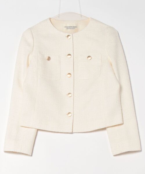 セール】ファンシーツイードジャケット（ノーカラージャケット