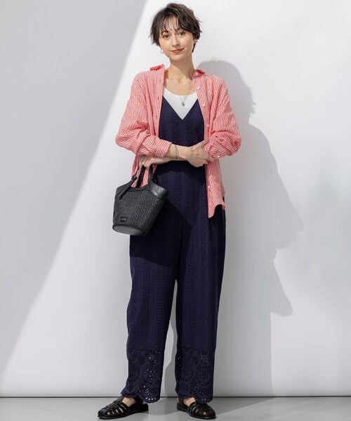 23区 L（ニジュウサンクオオキイサイズ）の「LIBECO ベーシック シャツ（シャツ/ブラウス・レディース・ネイビー系/オレンジ系1/ダークグリーン系1/ダークブラウン系1/ふじ色系1/ホワイト系/ローズ系/ベージュ系・44/46/48/50）」の15枚目の写真