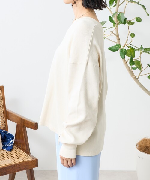 FREAK'S STORE(フリークスストア)の「アーミーフライス VネックロンT/無地 リブVネックロンT(Tシャツ/カットソー・レディース・オフホワイト/チャコールグレー/グレー/サックスブルー・フリ-)」の17枚目の写真