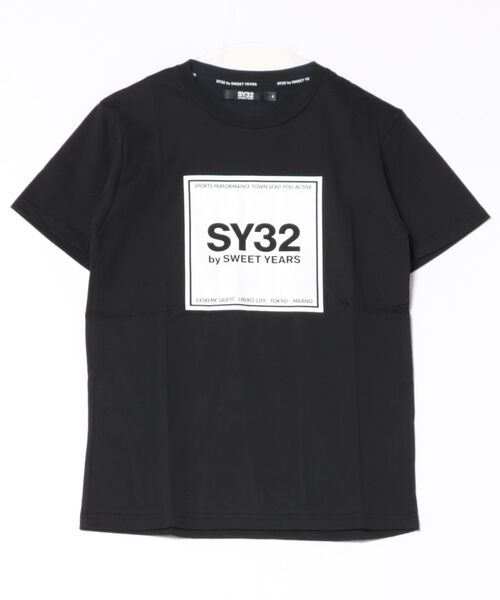 SY32 by SWEET YEARS（エスワイサーティトゥバイスィートイヤーズ）の「【RS】【SY32 by SWEET YEARS】SQUARE LOGO T（Tシャツ/カットソー・レディース・ブラック×ホワイト/ホワイト・SMALL）」の12枚目の写真