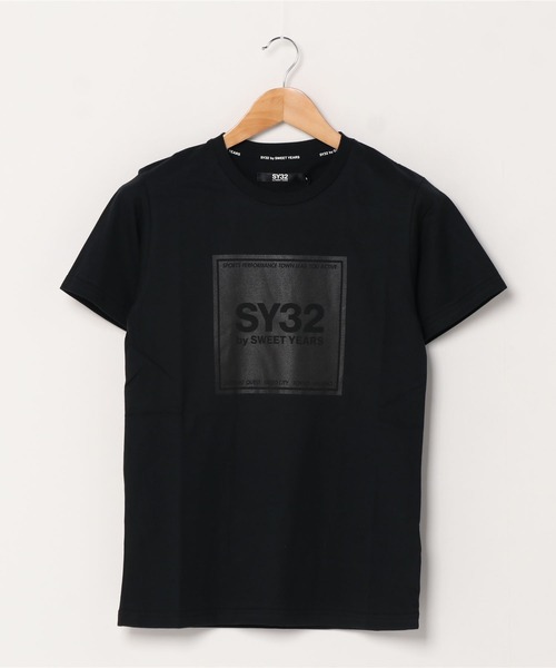 SY32 by SWEET YEARS（エスワイサーティトゥバイスィートイヤーズ）の「【RS】【SY32 by SWEET YEARS】SQUARE LOGO T（Tシャツ/カットソー・レディース・ブラック×ホワイト/ホワイト・SMALL）」の8枚目の写真